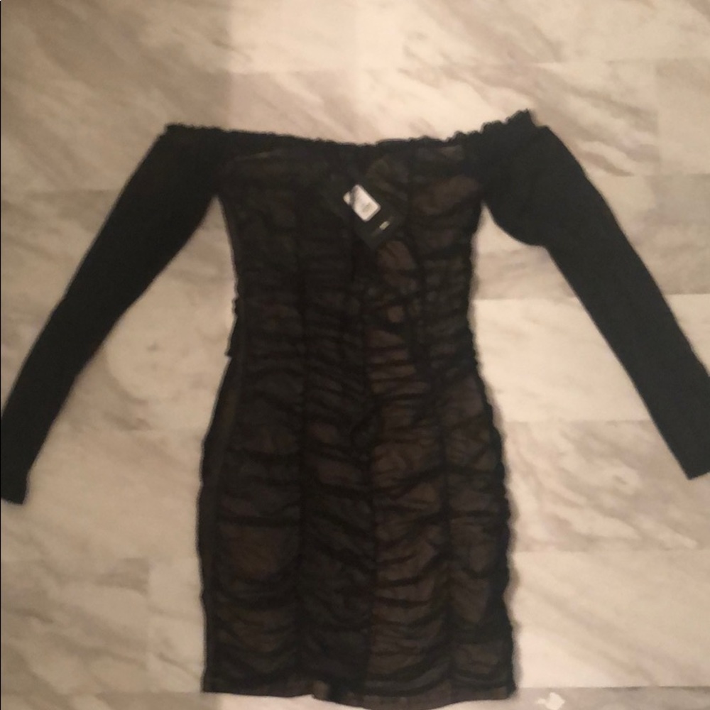 Black sheer mini dress fashion nova size large
